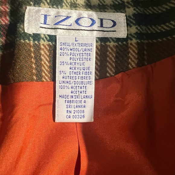 Izod Wool Plaid Blazer Size Large - Picture 8 of 8